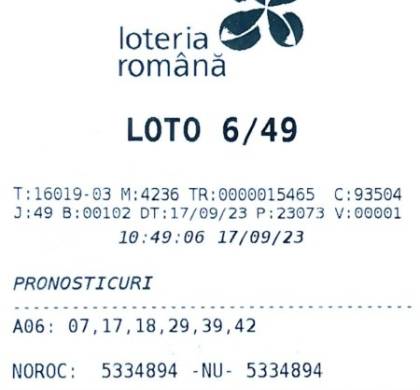 A fost ridicat marele premiu de la tragerea loto 6 din 49 din 17 septembrie 2023