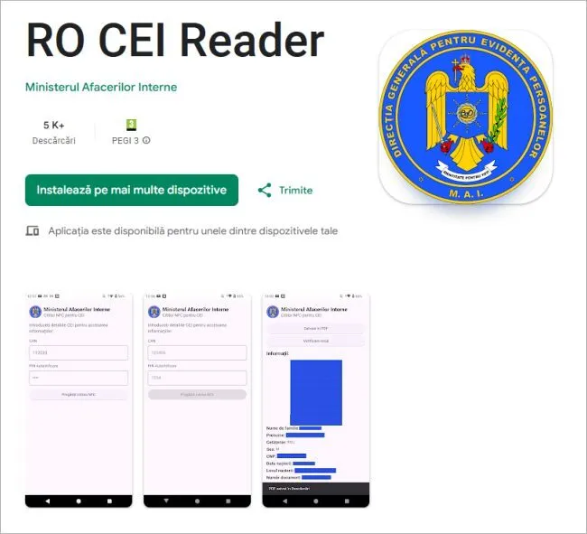 Aplicatia RO CEI READER pentru citit informatiile de pe CEI 2025