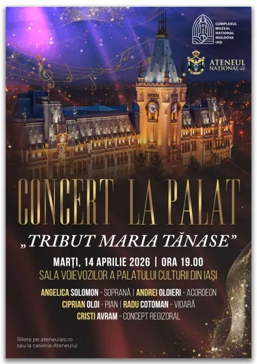 Concert la Palat tribut Maria Tănase 14 aprilie 2026