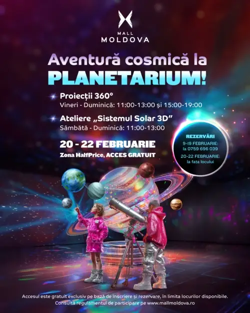 Afisul cu Planetariu pentru copii de la Mall Moldova