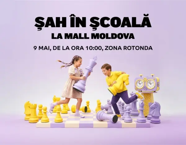 Competiție de șah pentru copii la Mall Moldova Iași pe 9 mai 2026