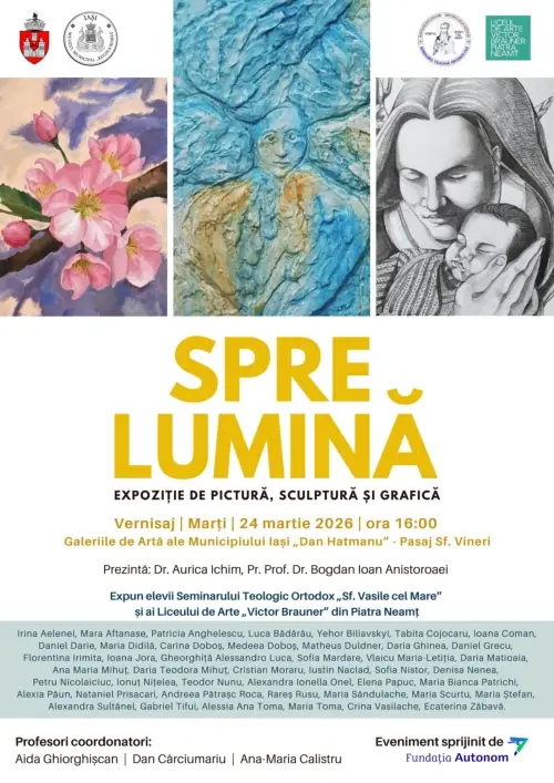 Expoziția „Spre lumină" – pictură, sculptură și grafică la Galeriile Dan Hatmanu din Iași