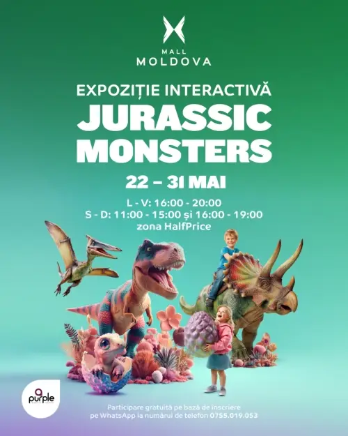expozitie interativa jurassic monsters mallmoldova mai 2026