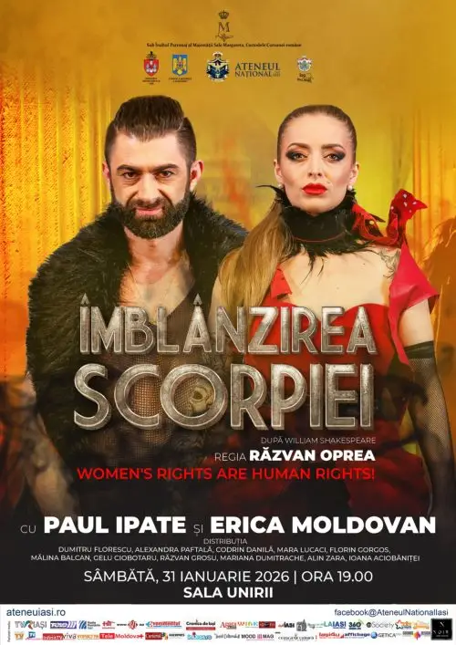 Spectacol de teatru Îmblânzirea Scorpiei cu Paul Ipate la Cinema Victoria Iași