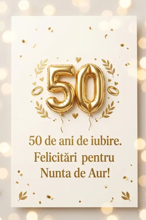 Felicitare cu urare pentru nunta de aur