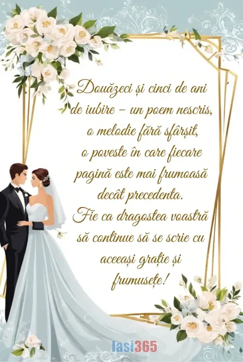 Mesaj de felicitare pentru sarbatorirea nunții de argint