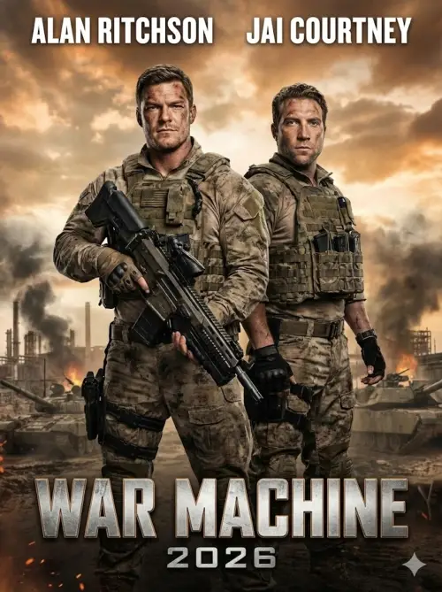 Afișul filmului War machine apărut in 2026 pe netflix Afișul filmului War machine apărut in 2026 pe netflix
