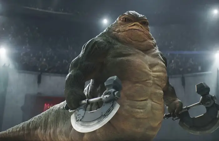 Rotta the Hutt – The Mandalorian and Grogu, film 2026 Rotta the Hutt în arenă, personaj din filmul Star Wars: The Mandalorian and Grogu (2026)