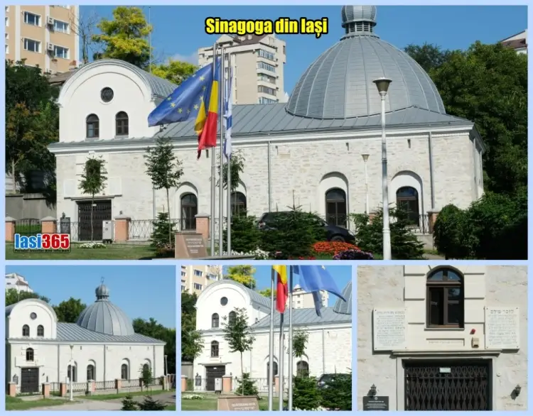 Colaj fotografic Sinagoga Mare Iasi arhitectura si interior