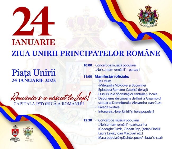 Programul evenimentelor din Piata Unirii din 24 ianuarie 2023