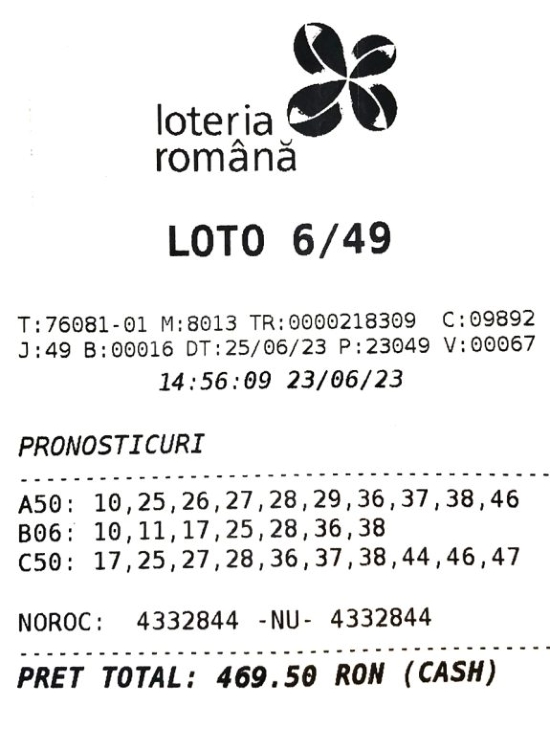 biletul castigator la categoria I de la tragerea loto 6 din 49 din 25 iunie 2023