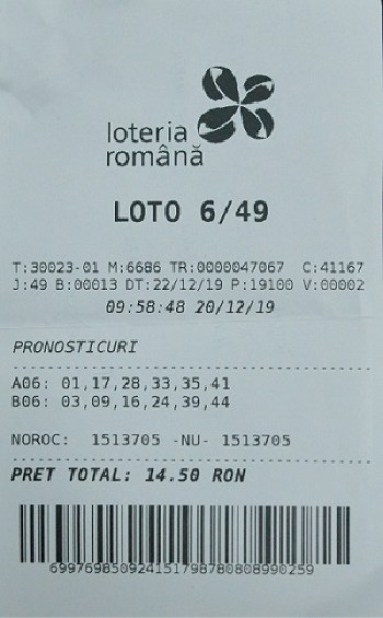biletul castigator la loto 6 din 49 din 22 decembrie 2019