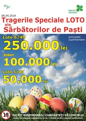 Tragerile loto speciale de Pasti 2018