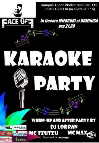 Karaoke Party in fiecare miercuri si duminica Club Face Off Iasi