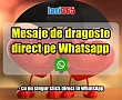 Banner cu mesaje de dragoste direct pe whatsapp iar in fundal 2 inimi sub o umbrela