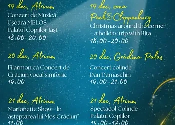 Program evenimente Crăciun Palas Iași 19-22 decembrie 2025