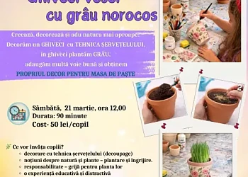Atelier de creatie pentru copii Ghiveci vesel cu grâu norocos