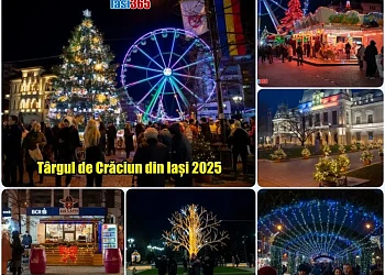 Colaj cu imagini de la Târgul de Crăciun din Iași