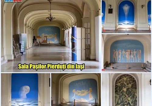 Colaj cu imagini din Sala Pașilor Pierduți de la UAIC Iași