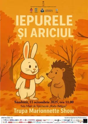 Piesa de teatru Marionnette prezinta iepurele si ariciul La ateneul national din Iasi